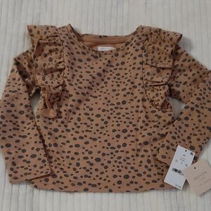 Gray Label Kids Brown Polka Dot Long Sleeve Top